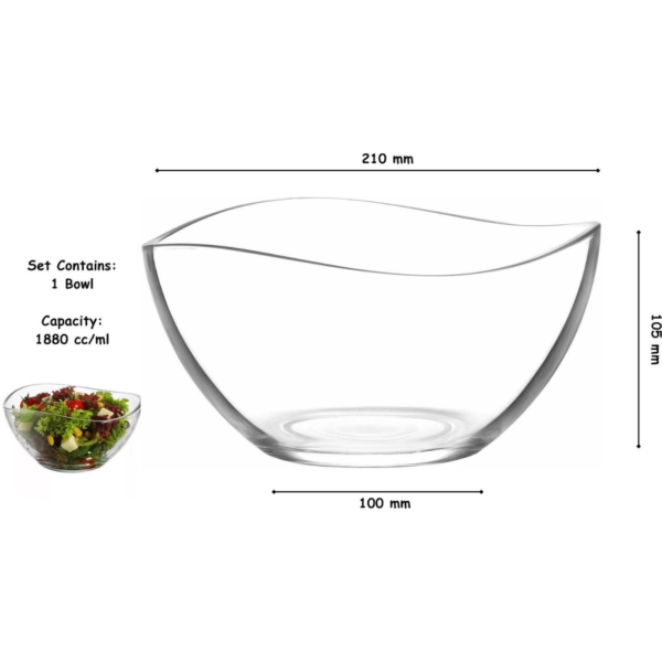 LAV Vira 7-Piece Glass Bowl Set 1880 ml + 310 ml Fruit Bowl Dessert Bowl Set - Image 4