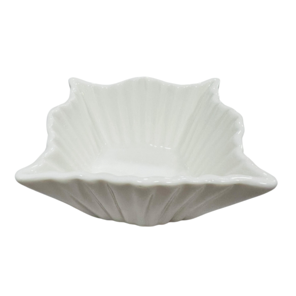Set Of 3 White Porcelain Dishes with Bamboo Serving Board - Square Dishes - Image 4