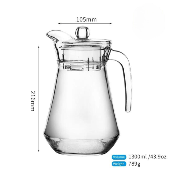 7 Piece Glass Pitcher Jug With Lid & Glasses Water Set Juice Drinkware - Image 2