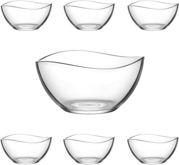 LAV Vira 7-Piece Glass Bowl Set 1880 ml + 310 ml Fruit Bowl Dessert Bowl Set - Image 6