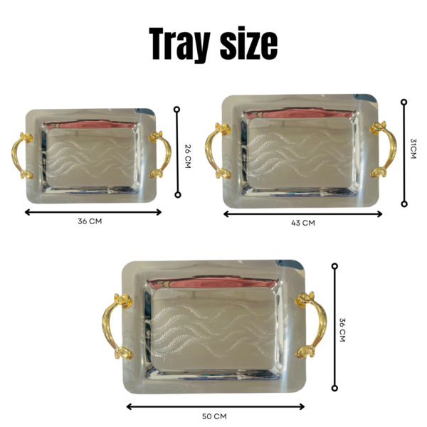3Pc Silver Turkish traditional Tray Set Antique Pattern Hotel Fruit Snack Tray - Image 3