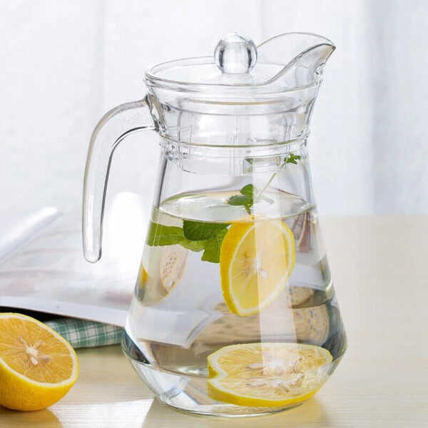7 Piece Glass Pitcher Jug With Lid & Glasses Water Set Juice Drinkware - Image 3