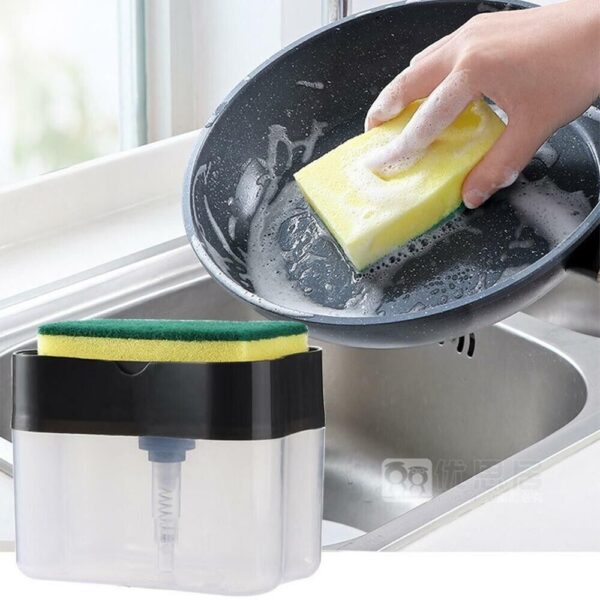 Dish Soap Dispenser for Kitchen,Liquid Soap Dispenser with Sponge Caddy Holder - Image 3