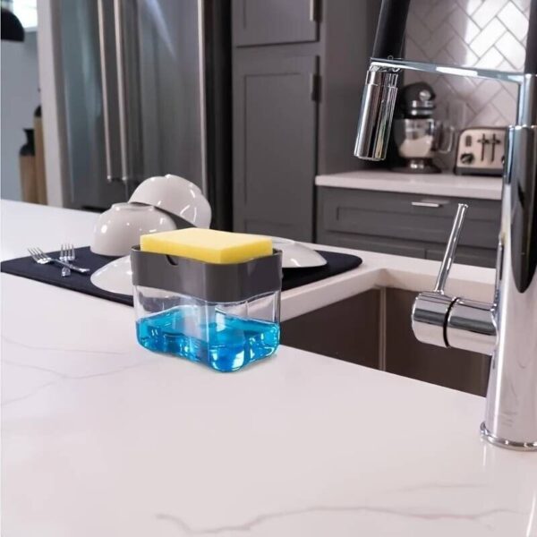 Dish Soap Dispenser for Kitchen,Liquid Soap Dispenser with Sponge Caddy Holder - Image 7