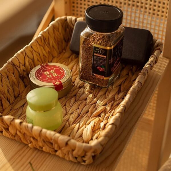 3Pcs Traditional Braided Fruit Tray Grass Weaving Storage Bins for Fruit or Tea - Image 3