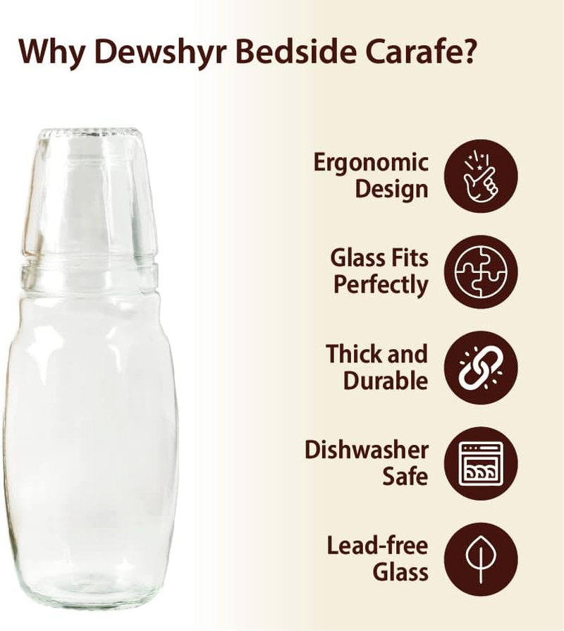 1 Litre Bedside Table Drink Set Clear Carafe Jug Pitcher Glass Tumbler Cup Desk - Image 4