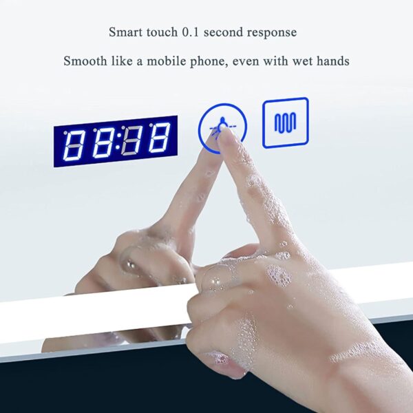 Round Bathroom Mirror with LED Light, Touch Control Sensor, Demister and Lights - Image 4