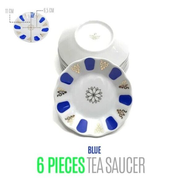(SET OF 6) Authentic Turkish Traditional Plastic Tea Saucer 10 cm Blue - Image 2