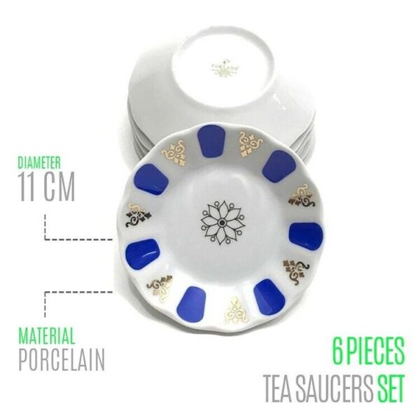 (SET OF 6) Authentic Turkish Traditional Plastic Tea Saucer 10 cm Blue - Image 3