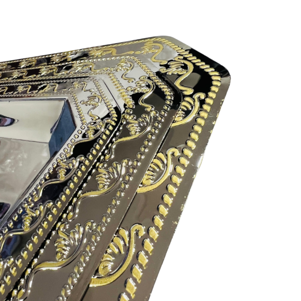 3Pc Silver Turkish traditional Tray Set Antique Pattern Hotel Fruit Snack Tray - Image 3
