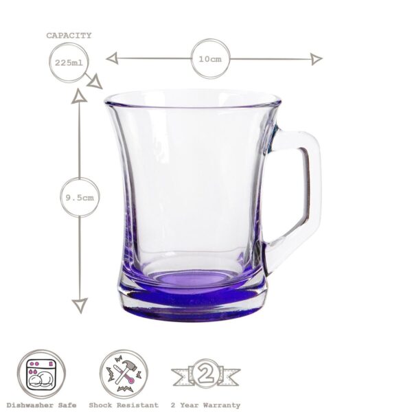 6x LAV Zen+ Coloured Base Glass Coffee Mugs Tea Latte Cappuccino Cups 225ml - Image 2