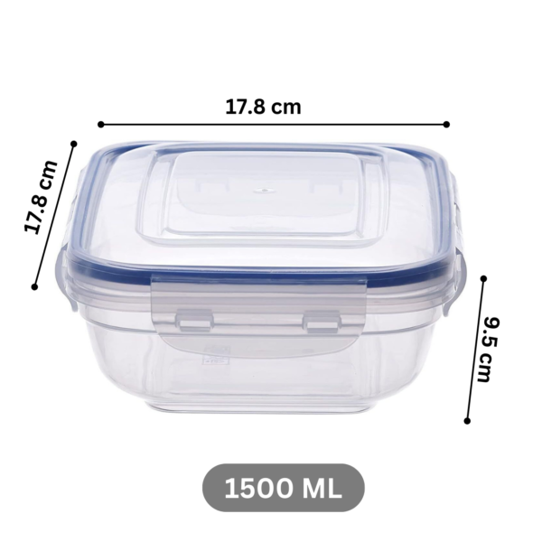 Pack of 3 Square Leakproof Clear Food Storage Containers With Airtight Lids - Image 7