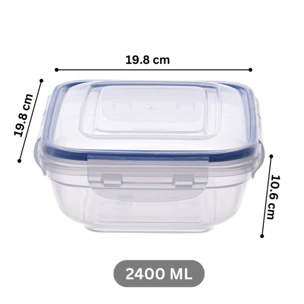 Pack of 3 Square Leakproof Clear Food Storage Containers With Airtight Lids - Image 8