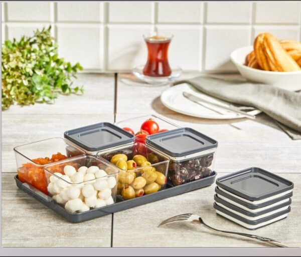 Breakfast Set With Lid 6x Compartment Breakfast Plate Set Food-Grade Material - Image 2