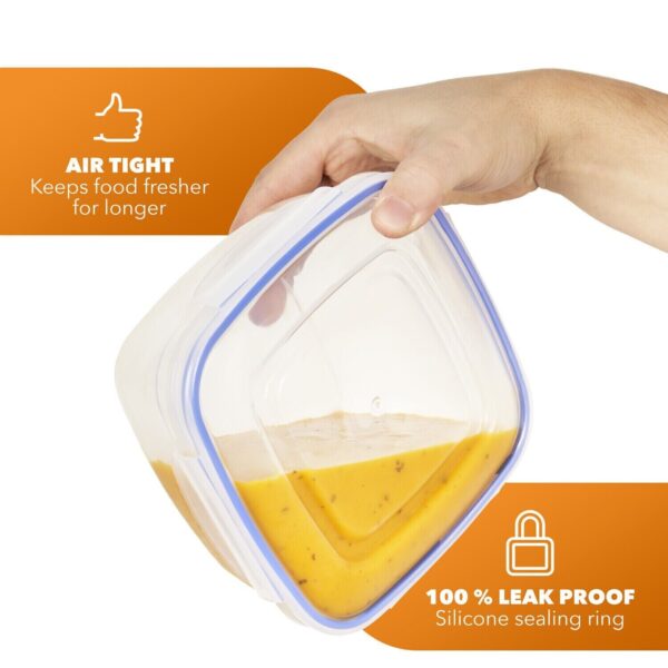 Pack of 3 Square Leakproof Clear Food Storage Containers With Airtight Lids - Image 5