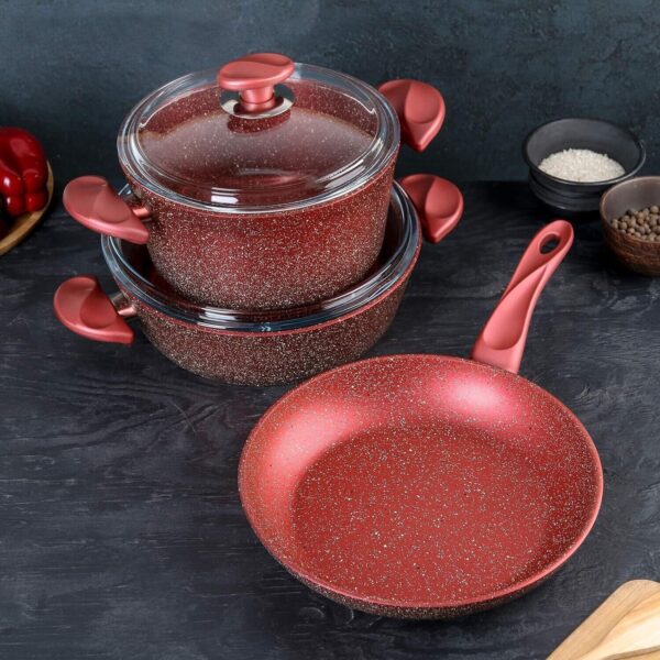 Papilla Non-Stick Granite Coating Cooking Set Casserole & Maxi Fry Pan Set of 7 - Image 6